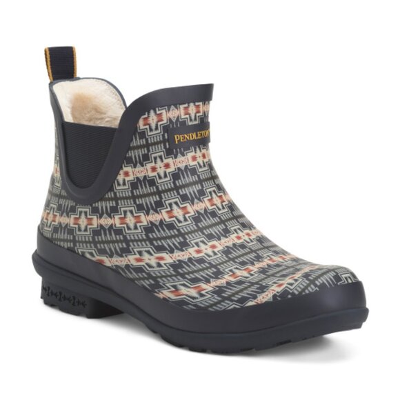 NEW PENDLETON Harding Faux Fur Chelsea women Rain Boots in navy 725 3j7 - Picture 4 of 6